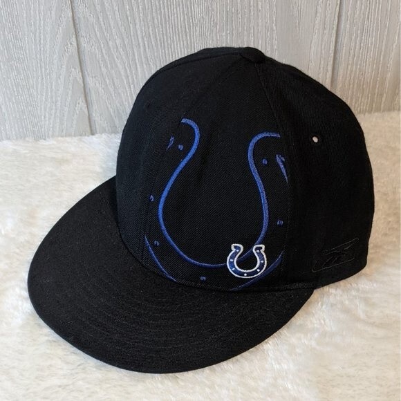 Indianapolis Colts NFL Reebok black fitted hat EUC sz7 - Picture 1 of 10